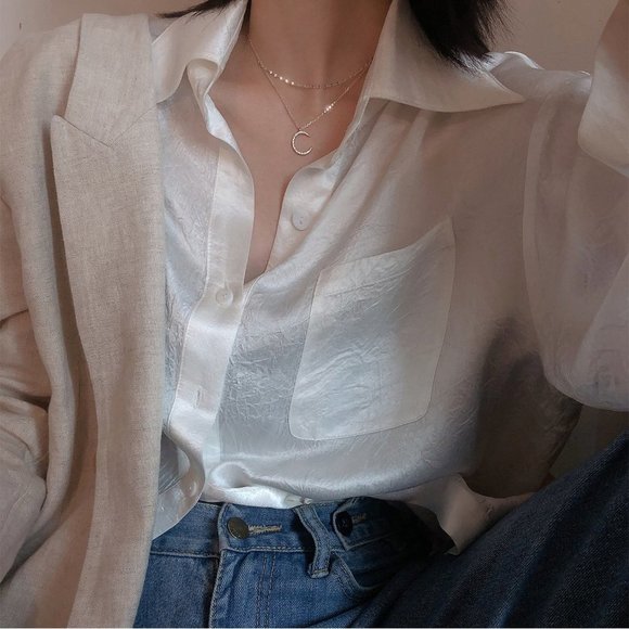 #NEW 925 Sterling Silver Diamond Crescent Moon Double Layer Necklace - Picture 2 of 7